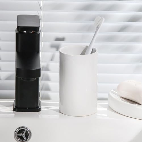 White Ceramic Cup Toothbrush Holder