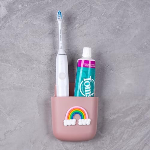 Biiange Self-Adhesive Wall-Mounted Rainbow Toothbrush Stand