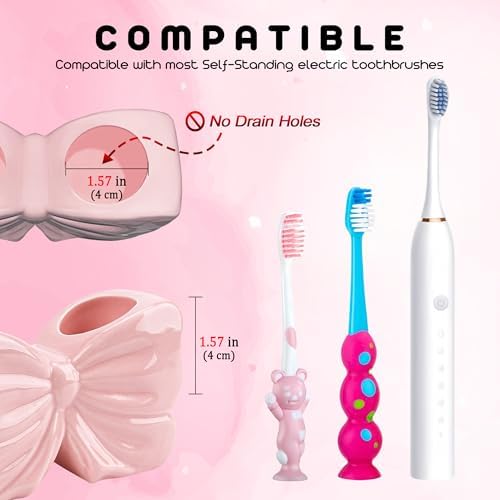 Cute Pink Ceramic Toothbrush Holder Toothpaste Organizer