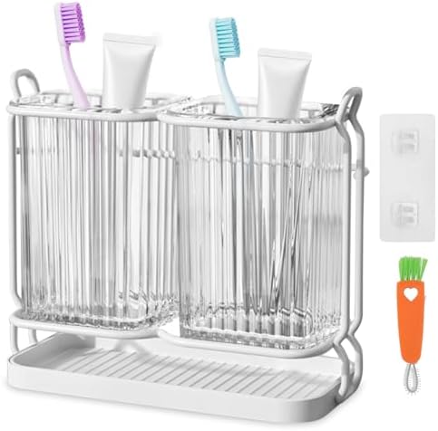 Versatile Aesthetic Wall-Mounted Toothbrush Holder Set for Family Kids White
