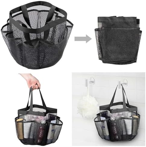 LKOP 2 Pack Mesh Shower Caddy with 8 Pockets Black