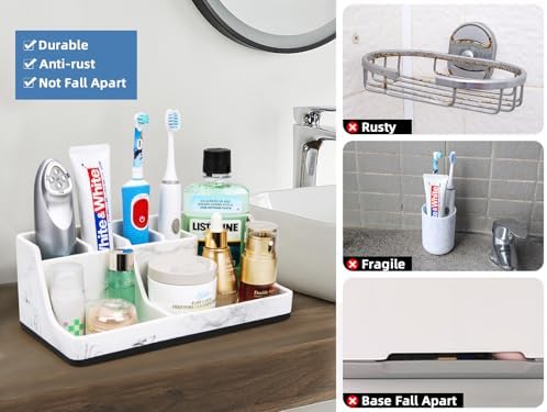 Marble-Effect Toothbrush Organizer