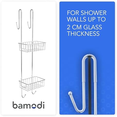 Bamodi 2 Tier Shower Caddy Over Door Chrome Plated