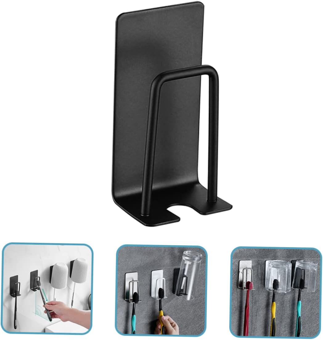 2-Piece Wall Adhesive Toothbrush Holder Stainless Steel Surface for Easy Cleaning