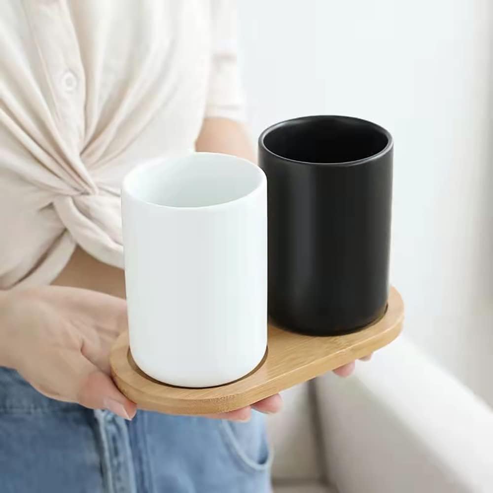 Ceramic Cup Holder 2 Pcs White Black