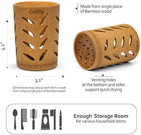 Eco-Friendly Bamboo Toothbrush Holder with Drainage - Multi-Functional in the Bathroom Kitchen