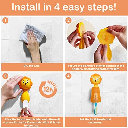 Lion Ultra Soft Bristle Toothbrush Wall-Mounted Organizer for Kids