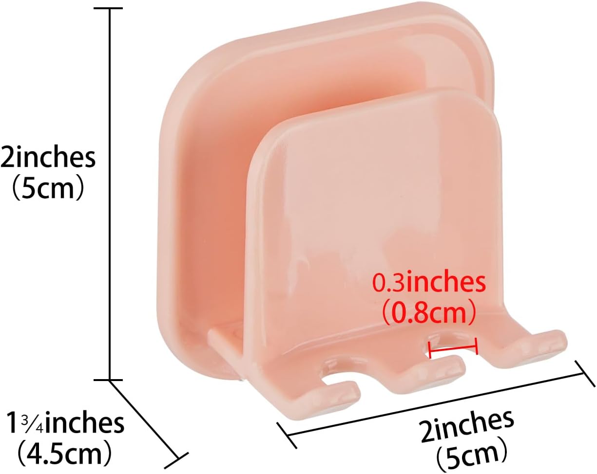 2 PCS Self-Adhesive Toothbrush Holders Wall Mounted Pink