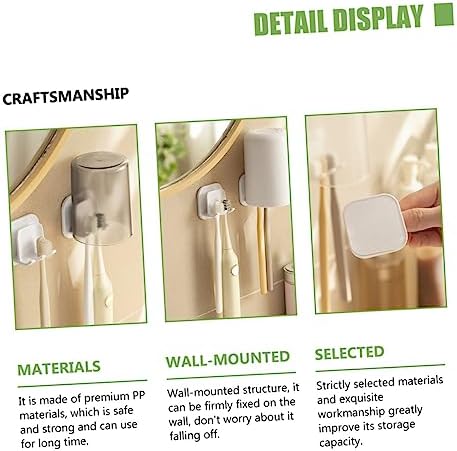 3-Piece Wall Toothbrush Holder Gargle Cup Organizer White