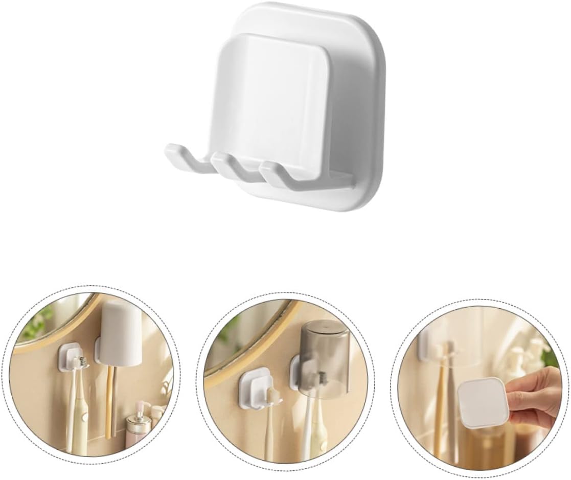 3-Piece Wall Toothbrush Holder Gargle Cup Organizer White