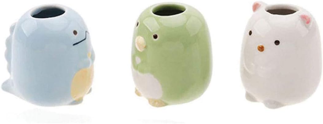 GARASANI Mini Ceramic Tooth Brush Holder for Kids Toothpick Stand White Design