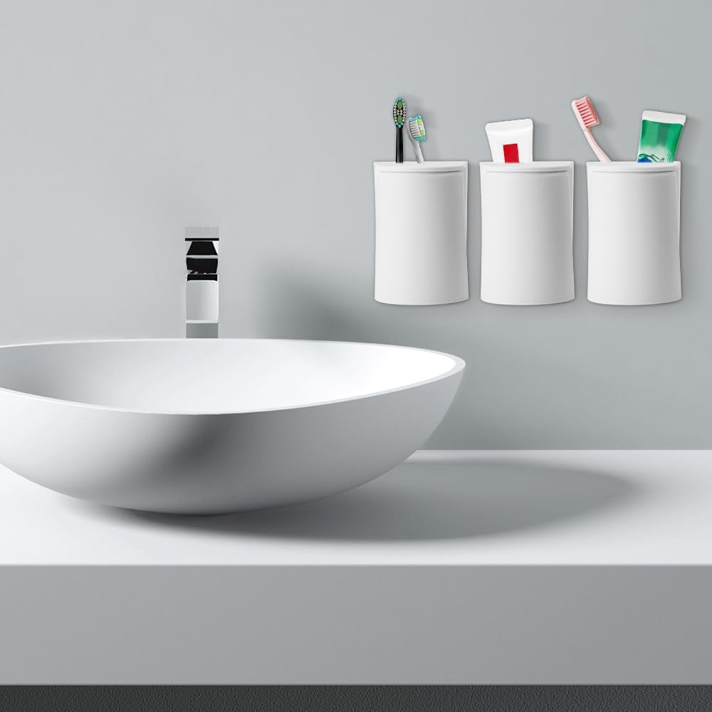 Perfect Space-Saving 3-Piece Magnetic Wall-Mounted Toothbrush Holder