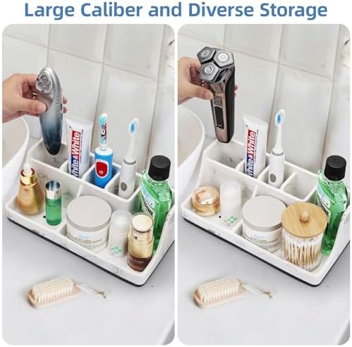 Marble-Effect Toothbrush Organizer