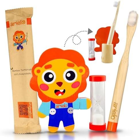 Arielo Lion Toothbrush Holder - 3-MIN Timer Kids Oral Care Tool