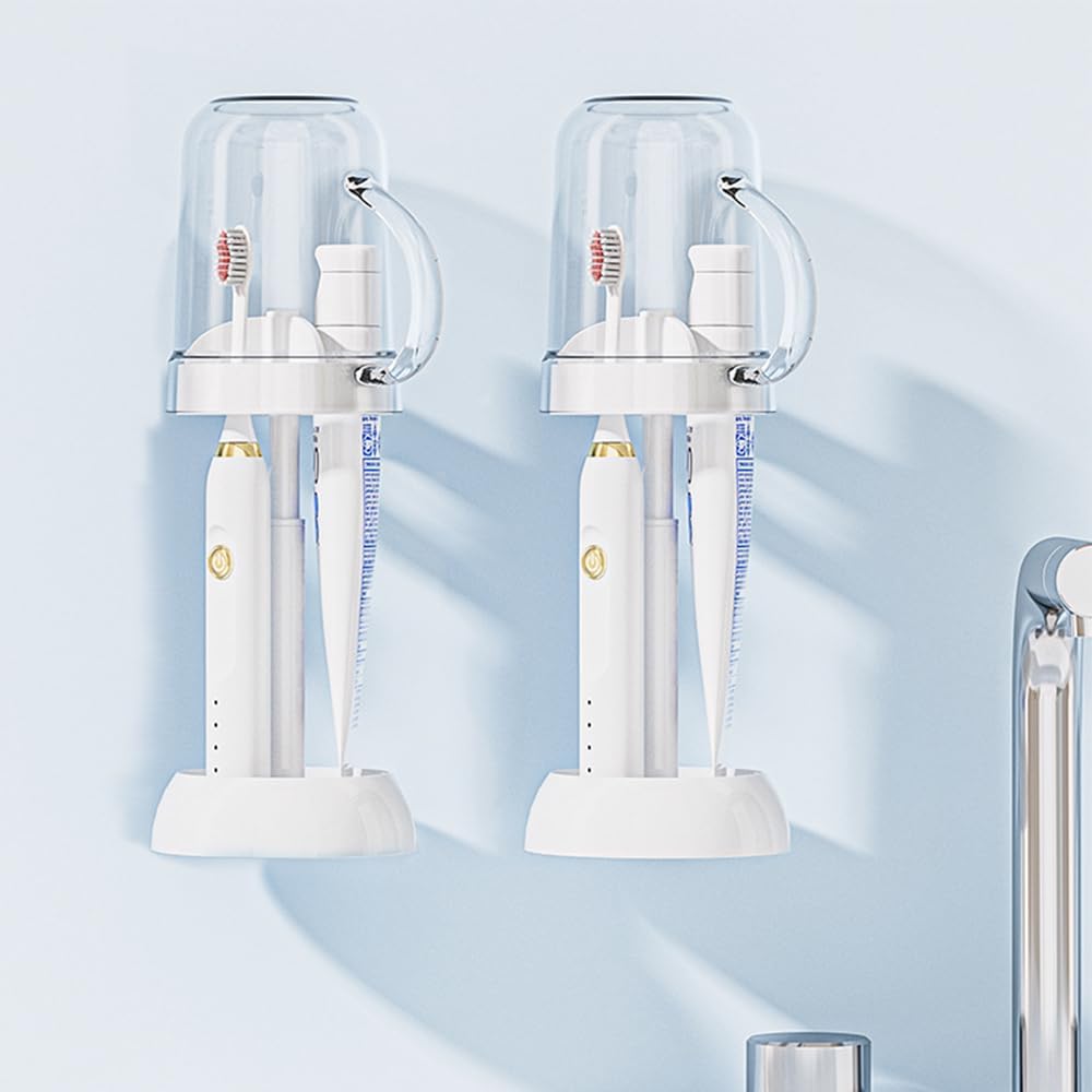 Iosjeude Toothbrush Holder with Cover 3 Slots Electric