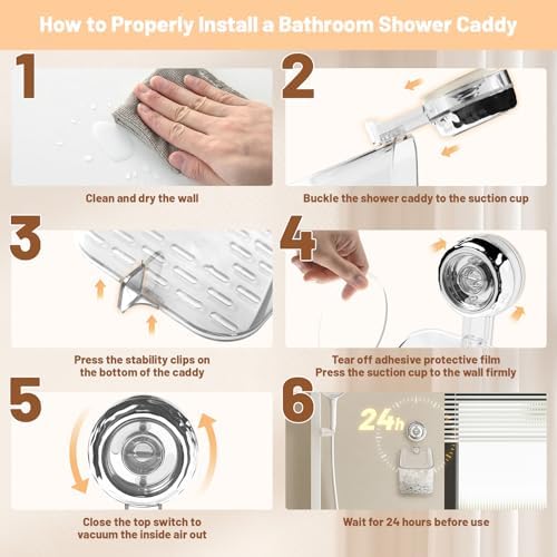 Greraes Clear Acrylic Shower Caddy Suction Cup Shelf