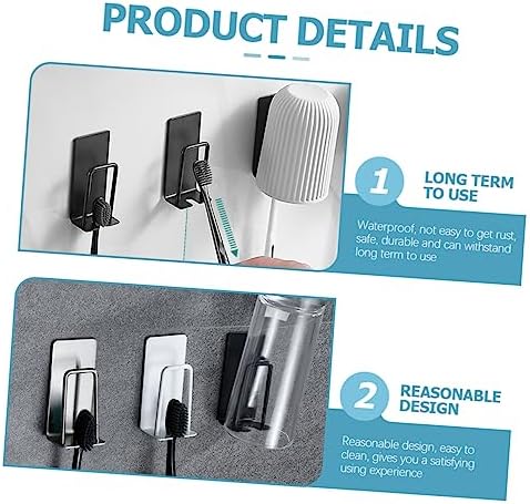 2-Piece Wall Adhesive Toothbrush Holder Stainless Steel Surface for Easy Cleaning