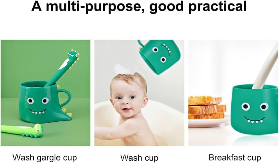 Dinosaur-Themed Toothbrush Mouthwash Holders for Kids - 2-Pack