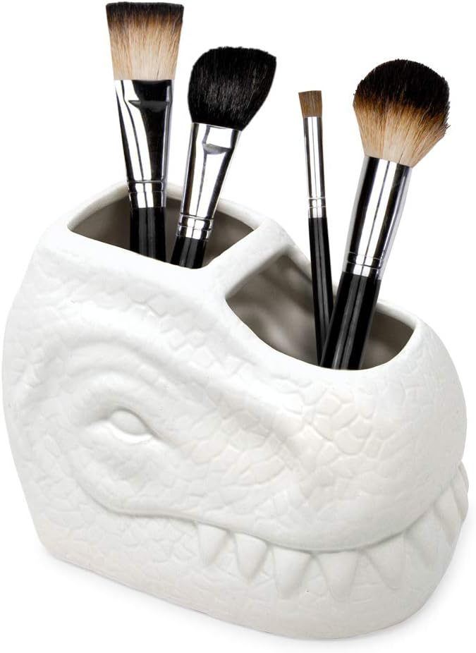 Isaac Jacobs Dinosaur Ceramic Toothbrush Holder Dual Compartment