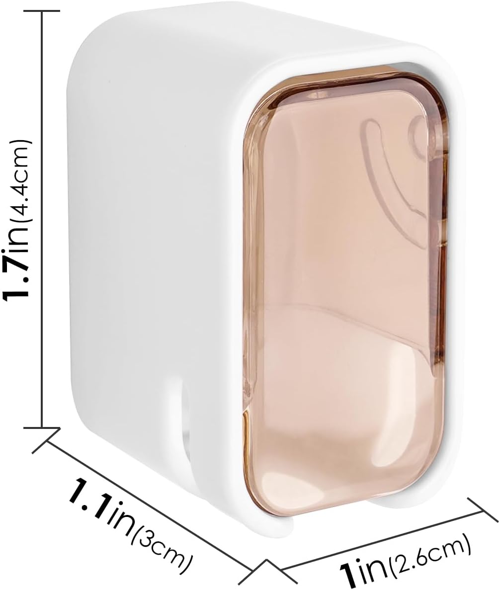 4 Pack Wall Mount Toothbrush Holders with Cover and Self Adhesive Design