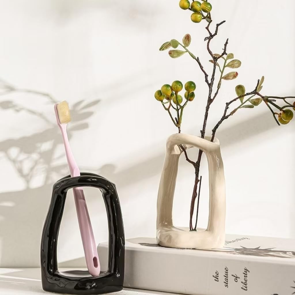 Handmade Ceramic Holder Stand for Toothbrushes Makeup Brushes and Pens