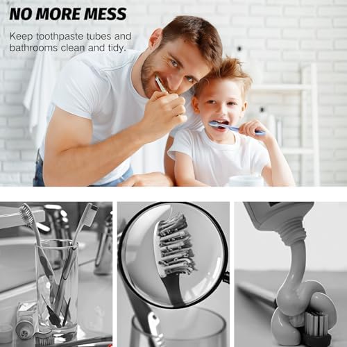 Coastacloud Wall Mounted Toothbrush Holder Set with 2 Cups and Toothpaste Dispenser