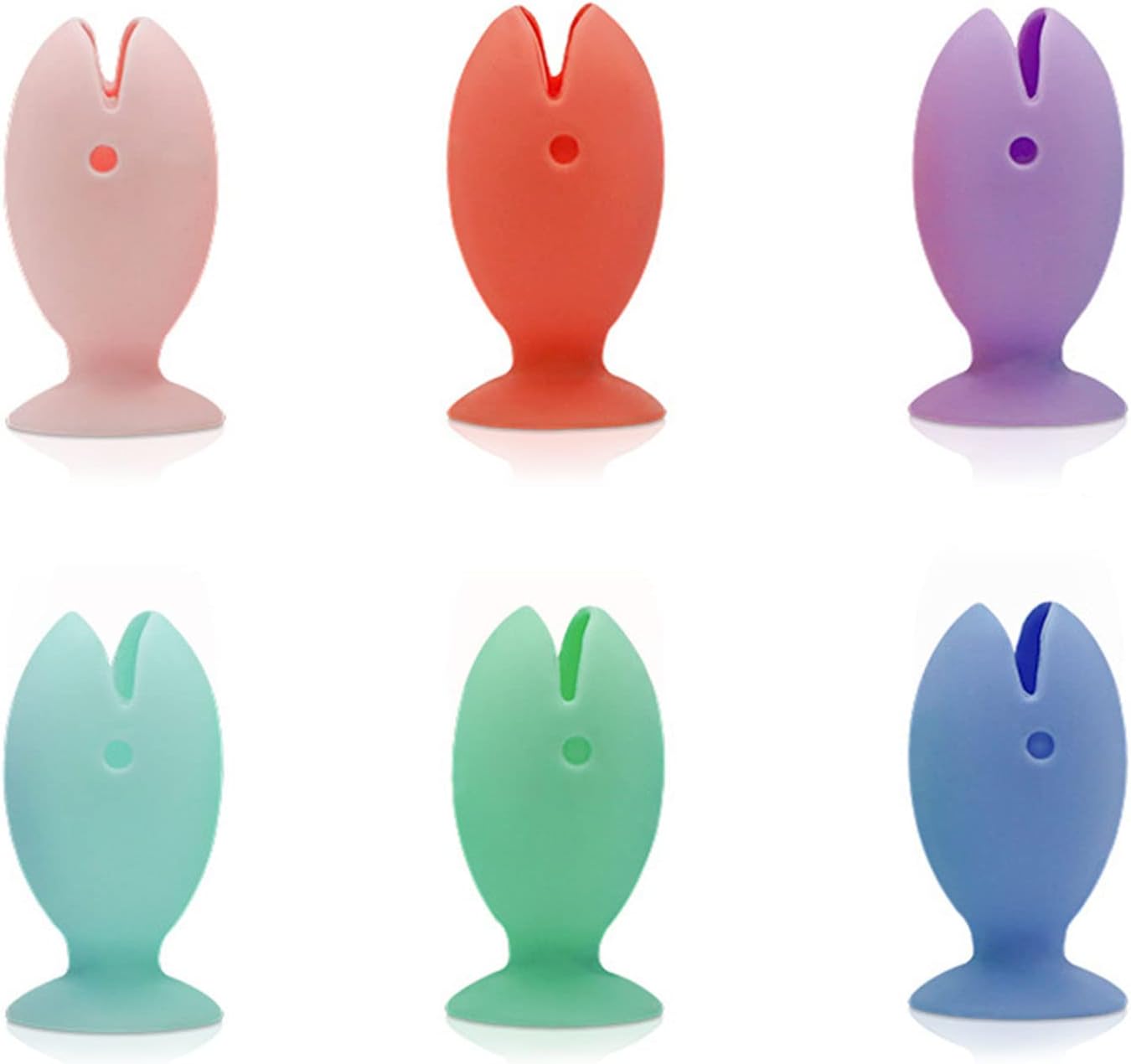 6-Piece Silicone Fish Toothbrush Holder