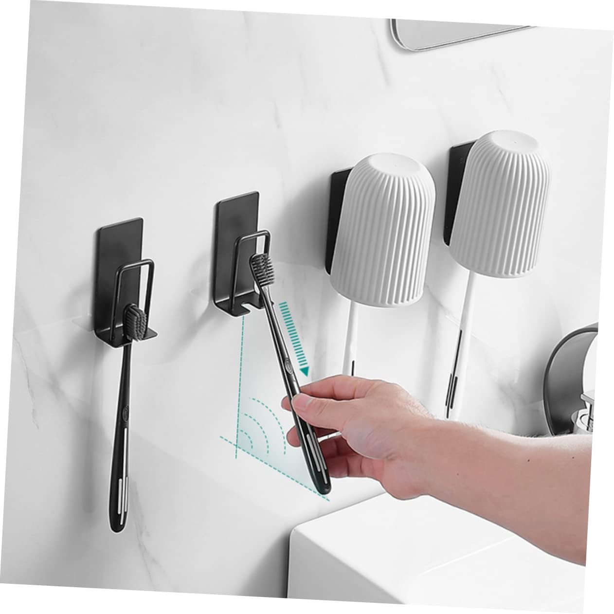 Sturdy Stainless Steel Toothbrush Holders Wall-Mounted Organizer Set for Bathroom