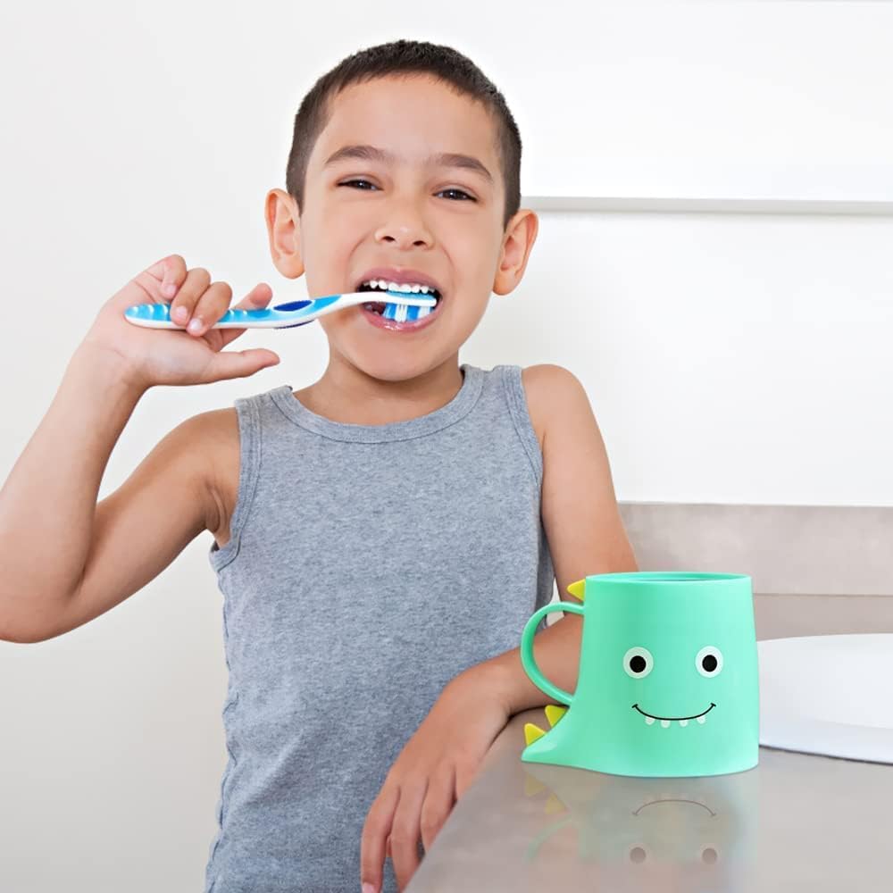 Dinosaur-Themed Toothbrush Mouthwash Holders for Kids - 2-Pack