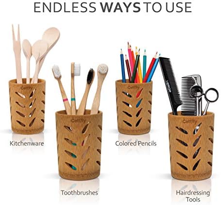 Eco-Friendly Bamboo Toothbrush Holder with Drainage - Multi-Functional in the Bathroom Kitchen