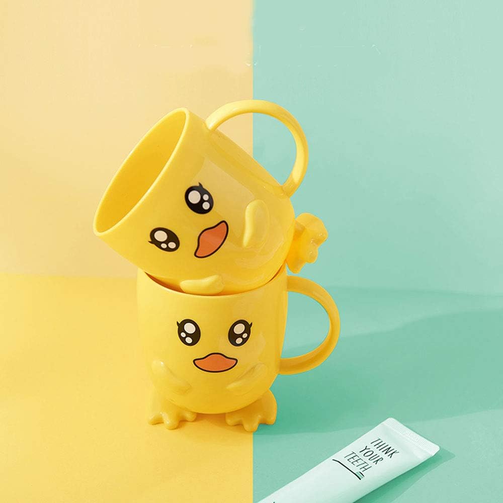 Unbreakable Toothbrush Toothpaste Holder 340ml Cartoon Duck Tumbler with Cup for Kids