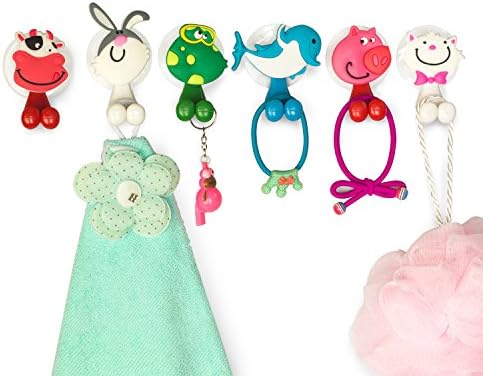 Bolica Cute Cartoon Animal Toothbrush Holder Suction Cup 6 Piece Set