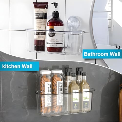 Sleek Acrylic Shower Caddy No Drilling Strong Adhesive Removable Durable Waterproof