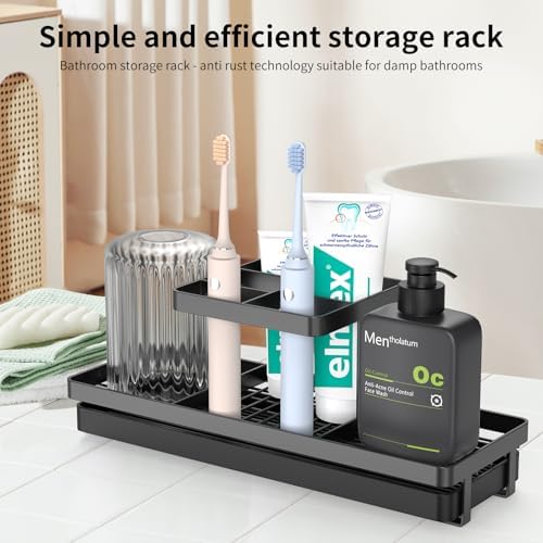 Sturdy 5-Slot Carbon Steel Toothbrush Holder with Drip Tray