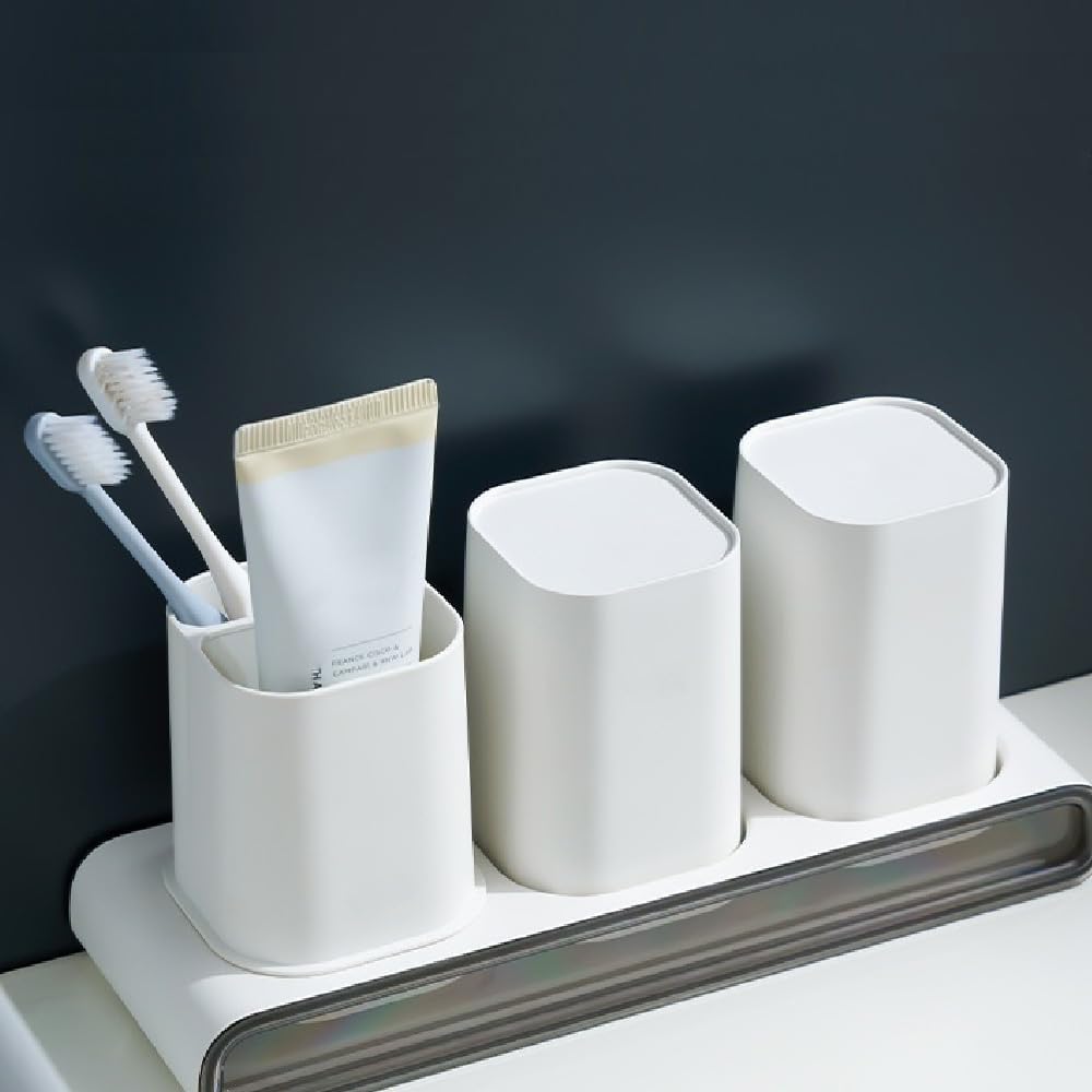 Stylish Toothbrush Holder with 2 Rinso Cups