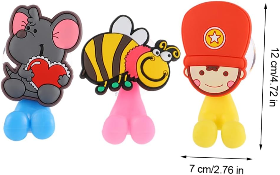 3-Piece Cartoon Suction Toothbrush Holder for Kids in the Bathroom