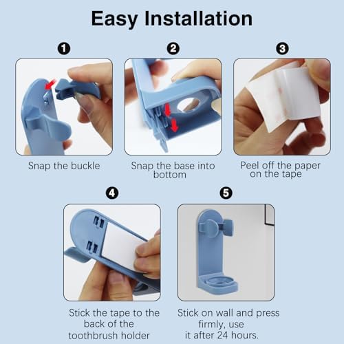 Feelorna 2 Pcs Electric Toothbrush Holders Wall Mounted No Drilling Organizer