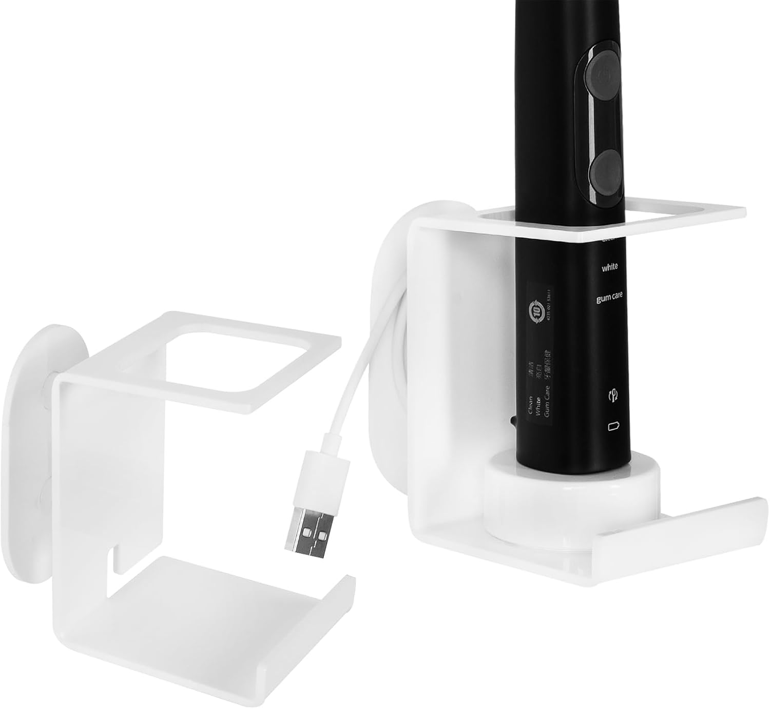 Electric Toothbrush Holder Wall Mount 2 Pack White