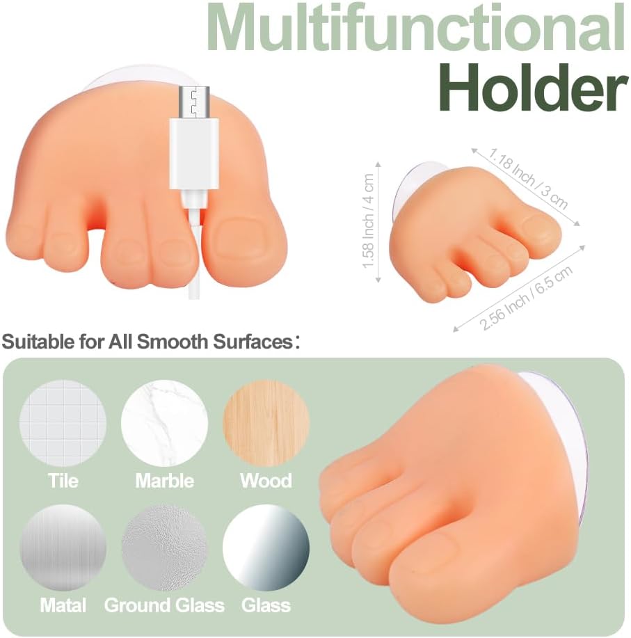 Cute Self-Adhesive Toe Shaped Toothbrush Holder Organizer