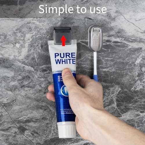 Ergonomic Wall-Mounted Toothbrush Holder for Bathroom Storage in 2Pack Grey