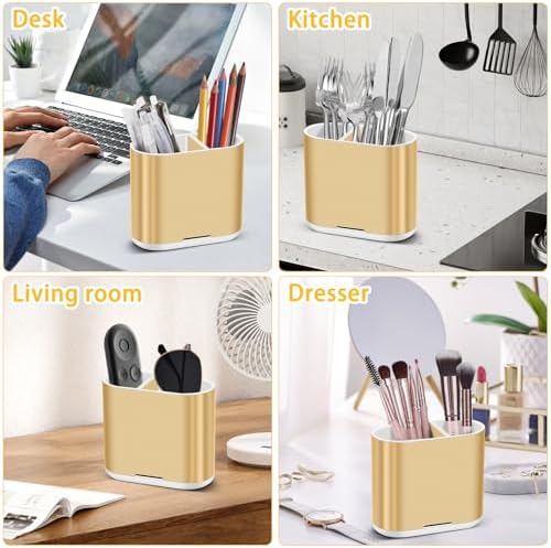 Chintu Detachable Toothbrush Toothpaste Holder w Divider Gold