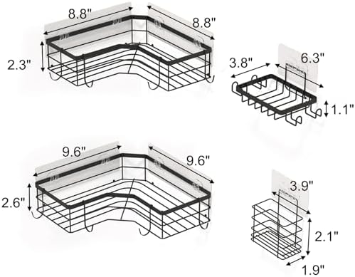 4-Pack Folding Showers Organizers Black No Drilling Durable