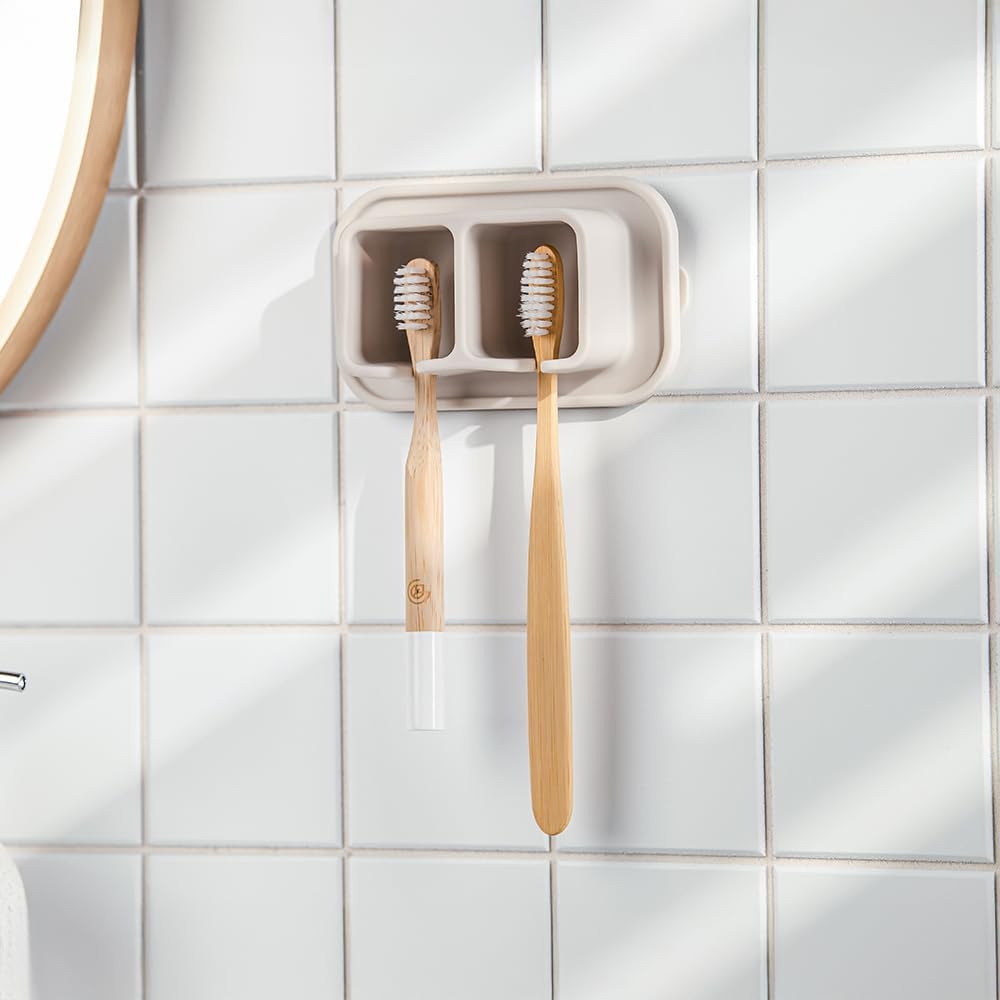 Efficient compact silicone suction holder 2-slot wall-mounded for small spaces