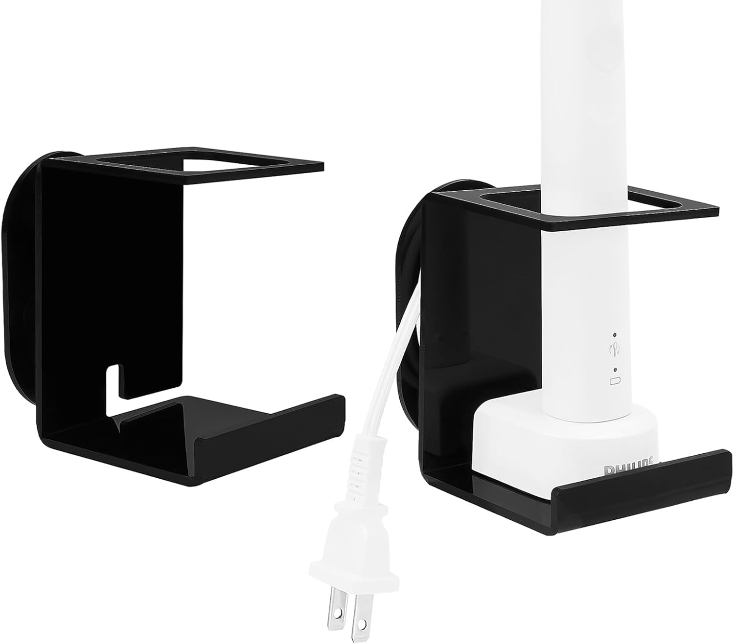 Electric Toothbrush Holder Wall Mounted 2 Pack Black