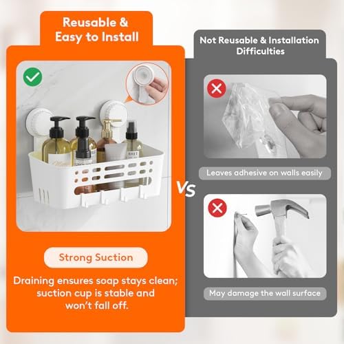 Effortless Suction Cup Shower Caddy