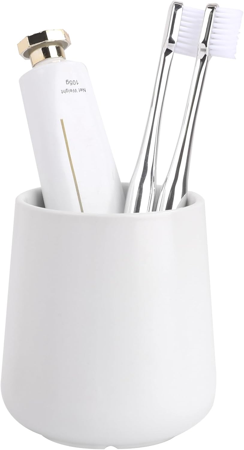 BosilunLife Ceramic Toothbrush Holder 13Oz White