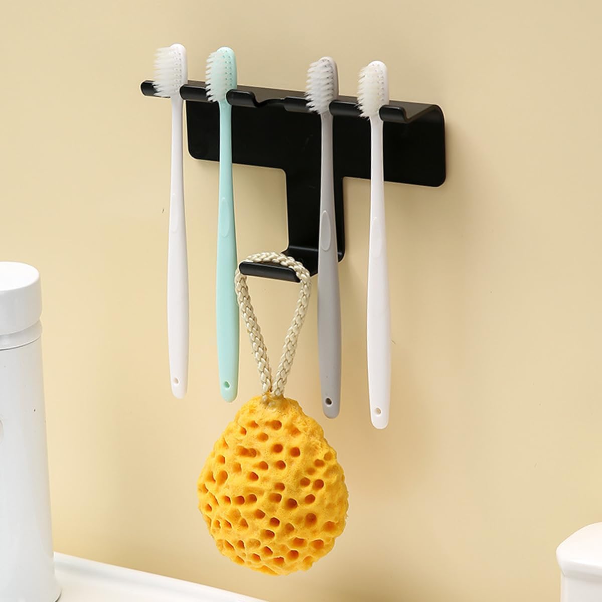 Two-Piece Self-Adhesive Plastic Toothbrush Holders