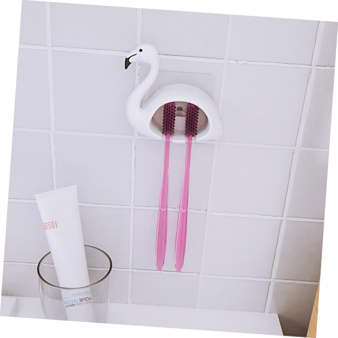Garneck Wall Toothbrush Holder Flamingo Design