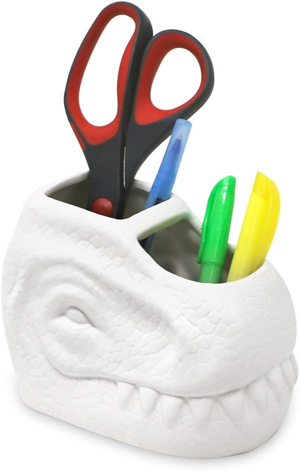 Isaac Jacobs Dinosaur Ceramic Toothbrush Holder Dual Compartment