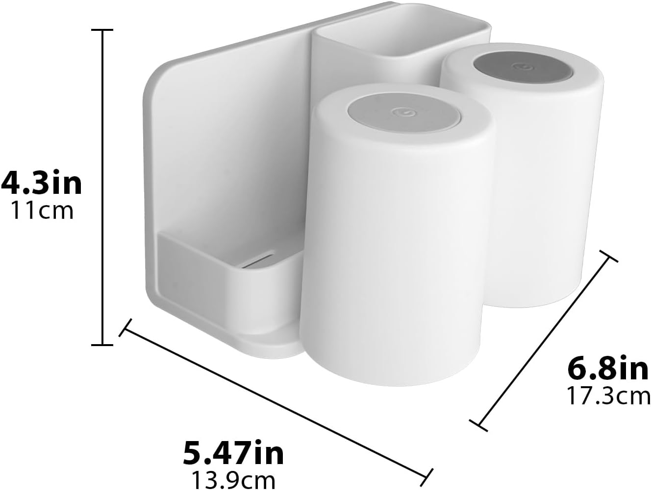 Toothbrush Holder with 2 Slots and Mouthwash Cup Wall Mount